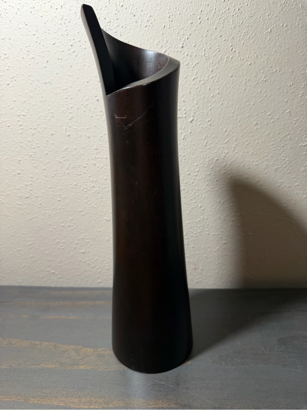 Source Unknown Dark Brown Sculptural Wooden Vase